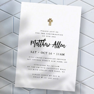 Confirmation For Him Modern Minimalist Cross Invitation