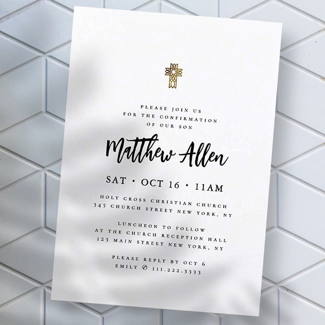 Confirmation For Him Modern Minimalist Cross Invitation (Creator Uploaded)
