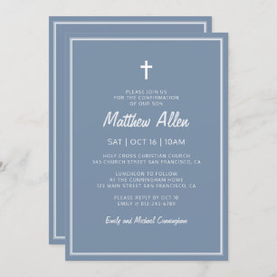 Confirmation For Him Modern Simple Frame Cross Invitation