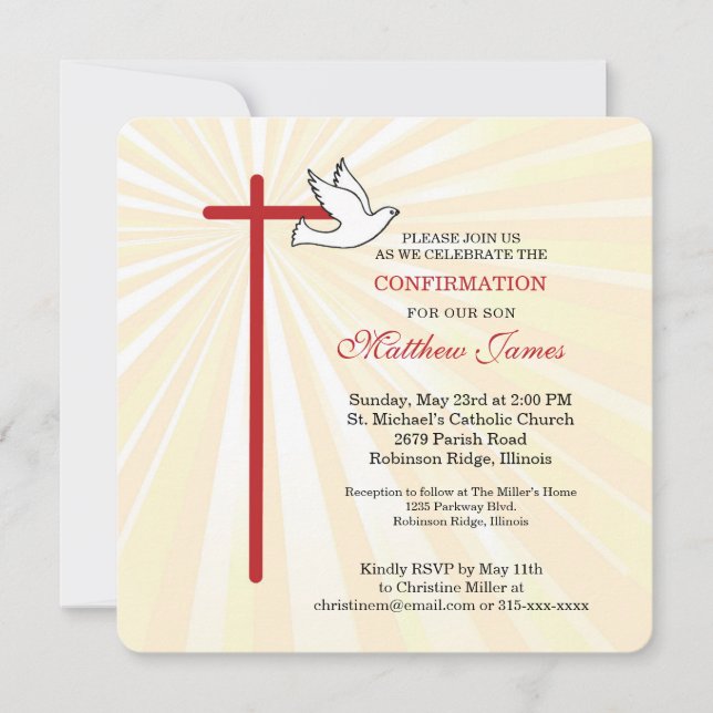 Confirmation for Son Cross Dove Golden Rays (Front)