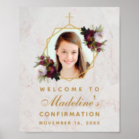 Confirmation Girl Photo Burgundy Peonies Floral Po