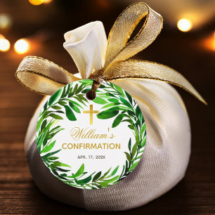 Confirmation Greenery Watercolor Botanical Foliage Favour Tags