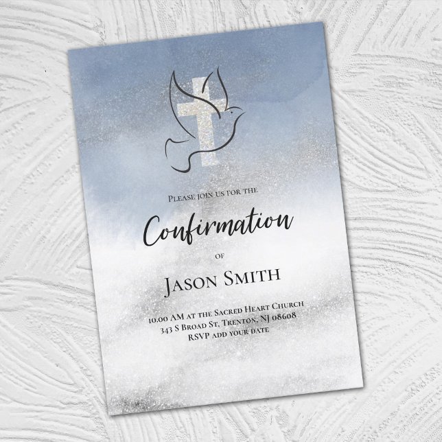 Confirmation | grey blue marble invitation (Creator Uploaded)
