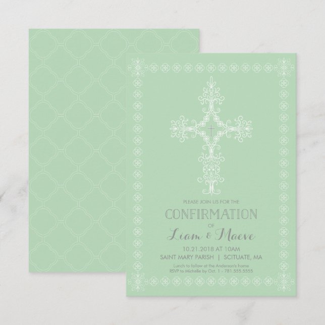 Confirmation Invitation, Boy or Girl Invite (Front/Back)
