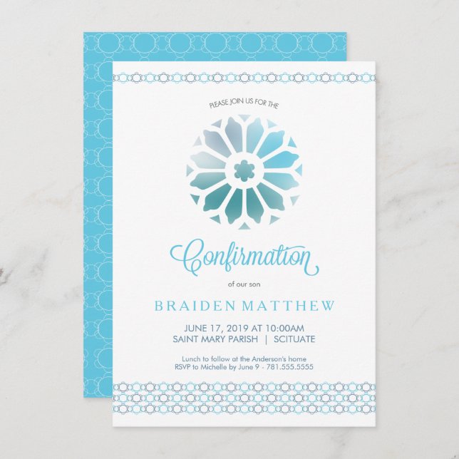 Confirmation Invitation, Boys Confirmation Invite (Front/Back)