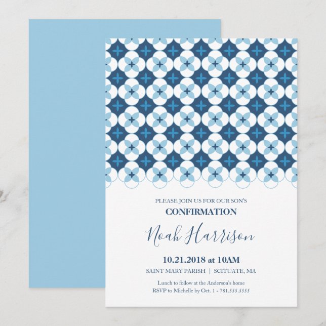 Confirmation Invitation - Boy's Custom Invite (Front/Back)