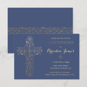 Confirmation Invitation - Gold Cross Invite