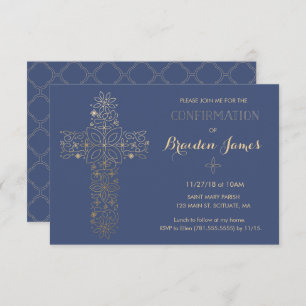 Confirmation Invitation - Gold Cross Invite