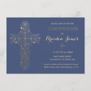Confirmation Invitation - Gold Cross Invite