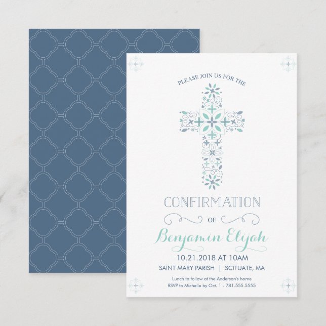 Confirmation Invitation - Invite with Cross (Front/Back)