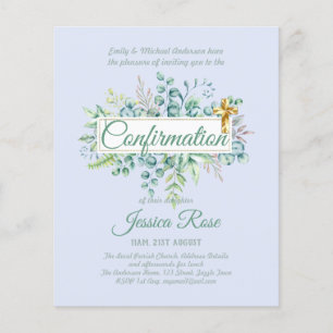 Confirmation Invitations Eucalyptus Greenery Budge
