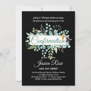 Confirmation Invitations Eucalyptus Greenery Budge