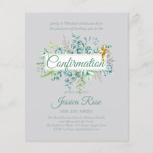 Confirmation Invitations Eucalyptus Greenery Budge