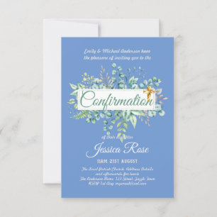 Confirmation Invitations Eucalyptus Greenery Budge