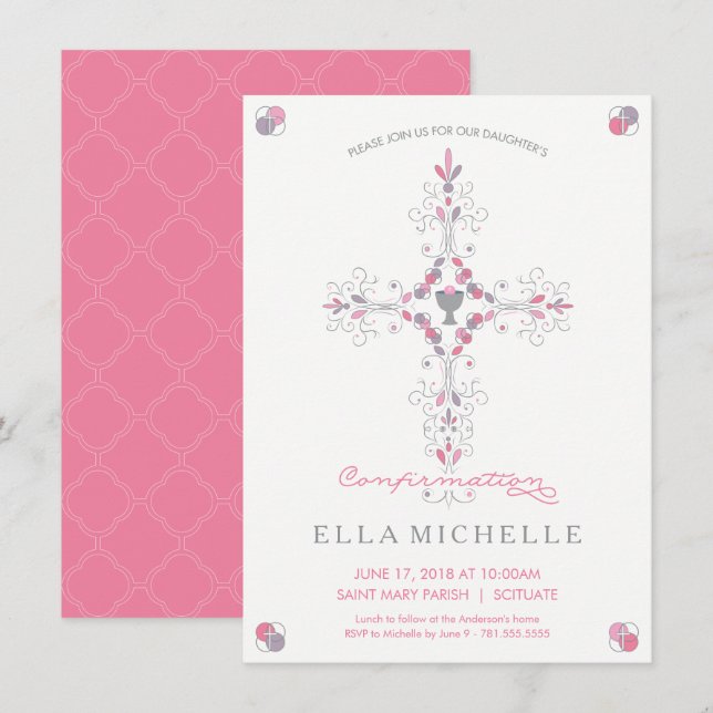Confirmation Invite - Custom Invitation, Girl (Front/Back)