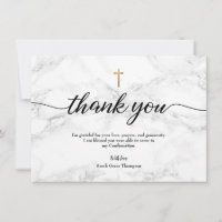 Confirmation Modern Marble Gold cross Personalise