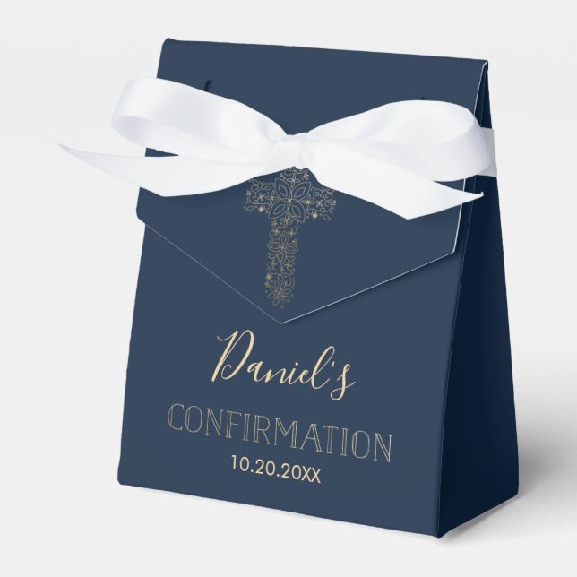 Confirmation Party Favour Box - Gold Cross (Front Side)