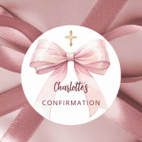 Confirmation pink bow girl cross