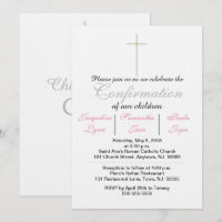 Confirmation Pink Triplets Invitations