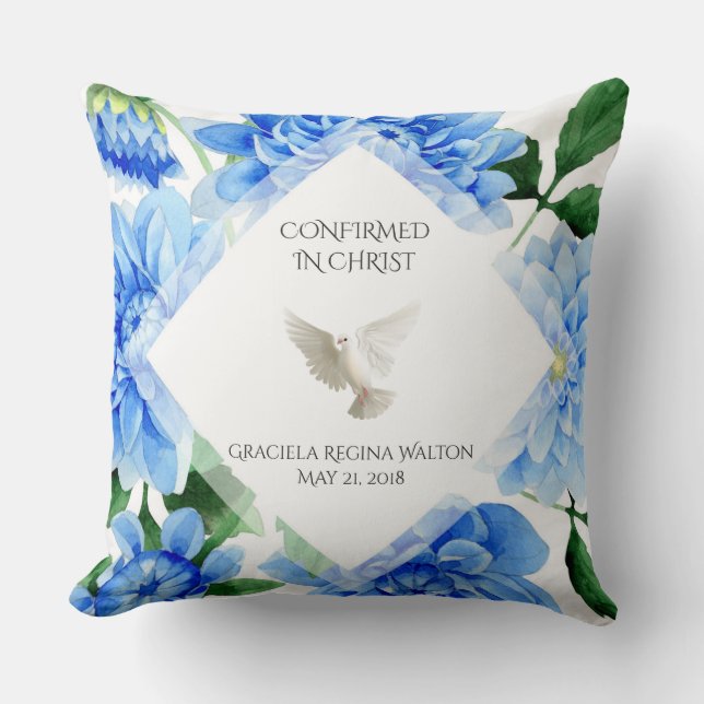 Confirmation Religious Catholic Holy Spirit Floral Cushion (Front)