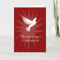Confirmation Religious Red Dove Rays Design