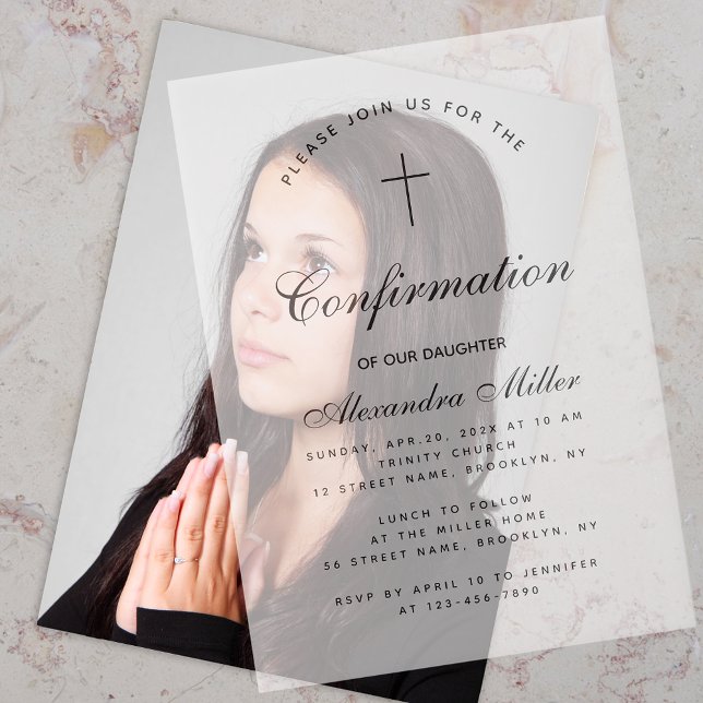 Confirmation Simple Calligraphy Script Transparent Vellum Invitations (Creator Uploaded)