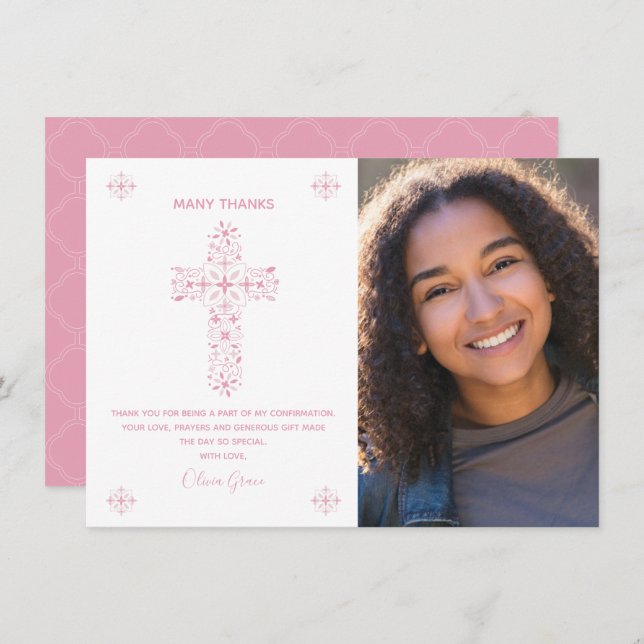 Confirmation Thank You Card - Girl - Photo (Front/Back)