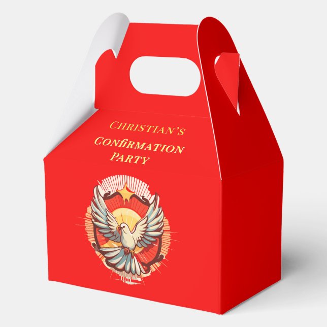 Confirmation White Dove Red Flamed  Favour Box (Back)