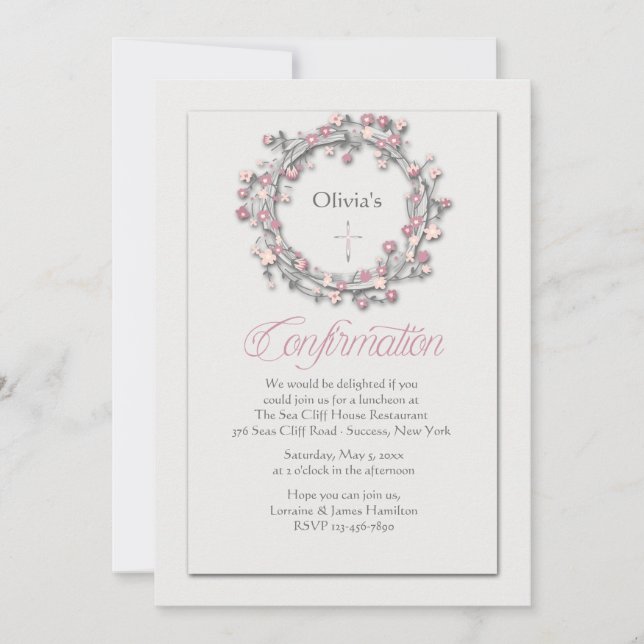Confirmation Wreath Religious Invitation (Front)