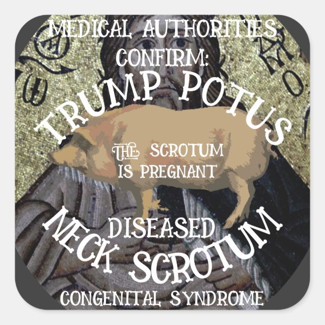CONFIRMED TRUMP'S NECK SCROTUM IS PREGNANT SQUARE STICKER (Front)