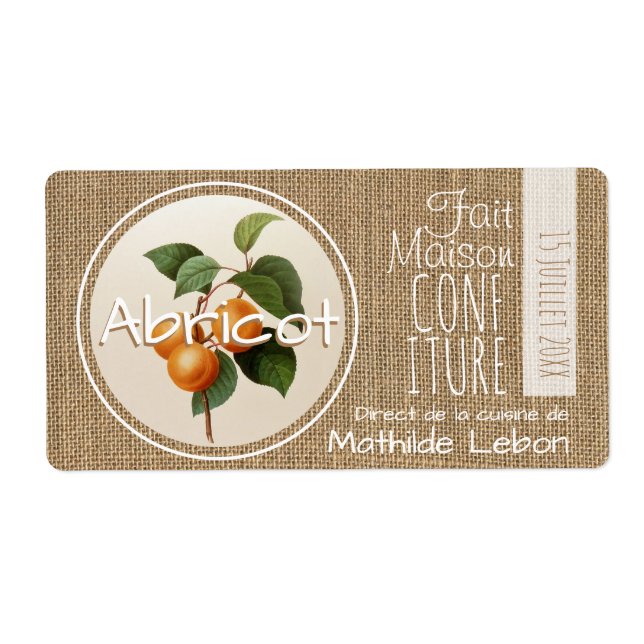 Confiture Abricot fait maison Etiquette Horizontal (Front)