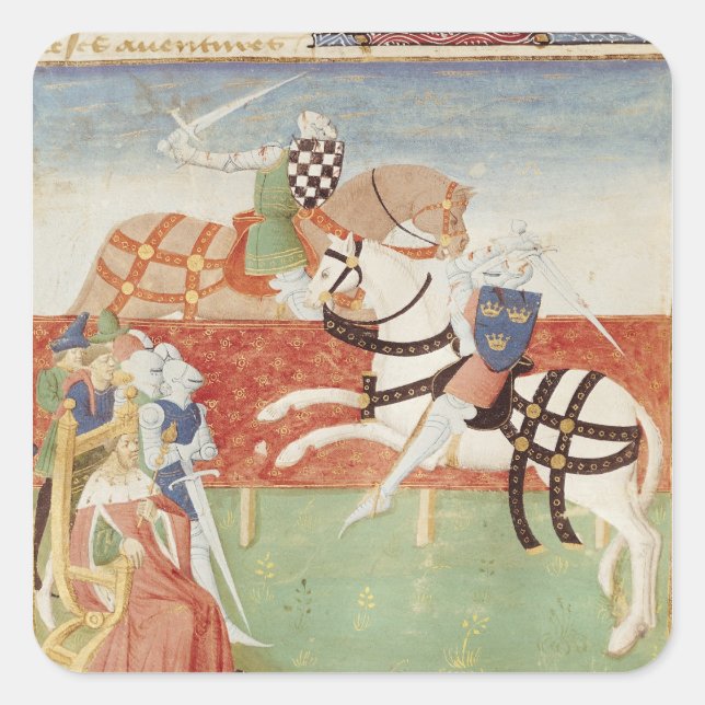 Confrontation of Two Knights before the King Square Sticker (Front)