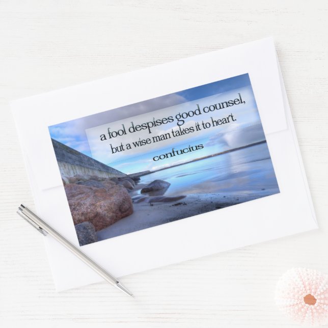 Confucius Inspirational Quote "Good counsel" Rectangular Sticker (Envelope)