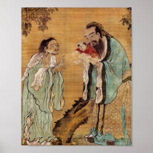Confucius presenting Buddha to Laozi Poster