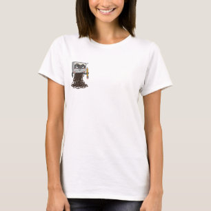 Confused Cartoon Cassette Tape Holding Pencil T-Shirt