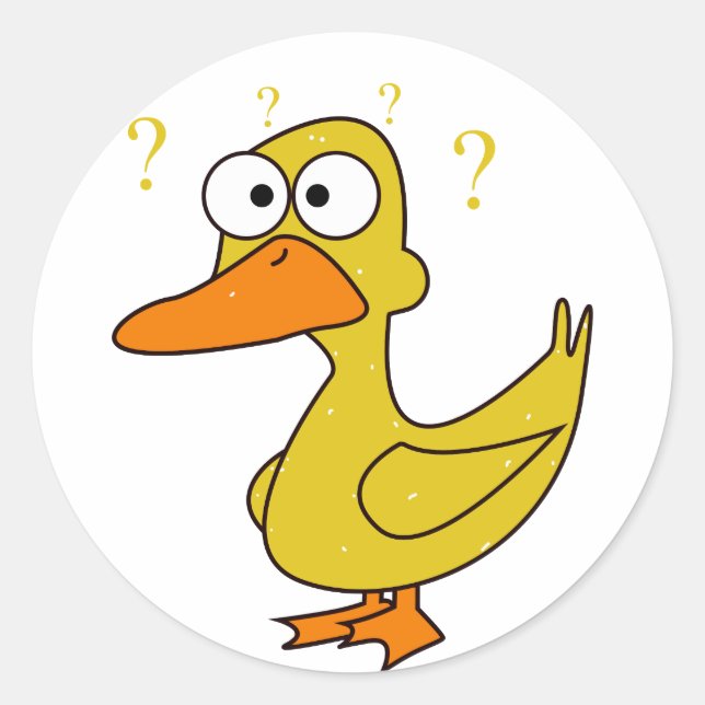 Confused Duck Classic Round Sticker (Front)