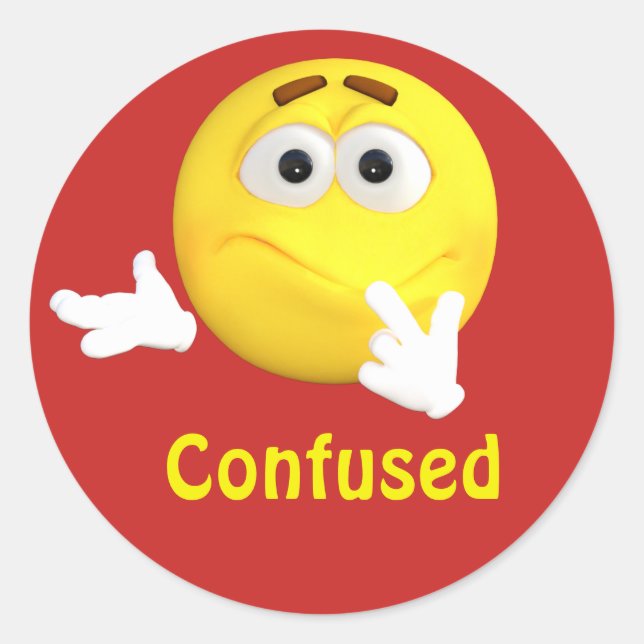 Confused Emoji Emoticon Cartoon Face Classic Round Sticker (Front)