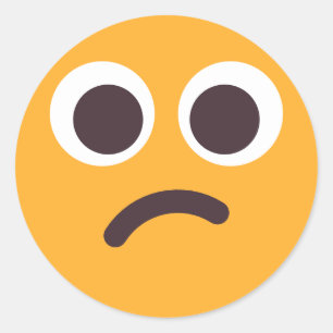 Confused Face Cute Adorable Emoji Editable Colours Classic Round Sticker