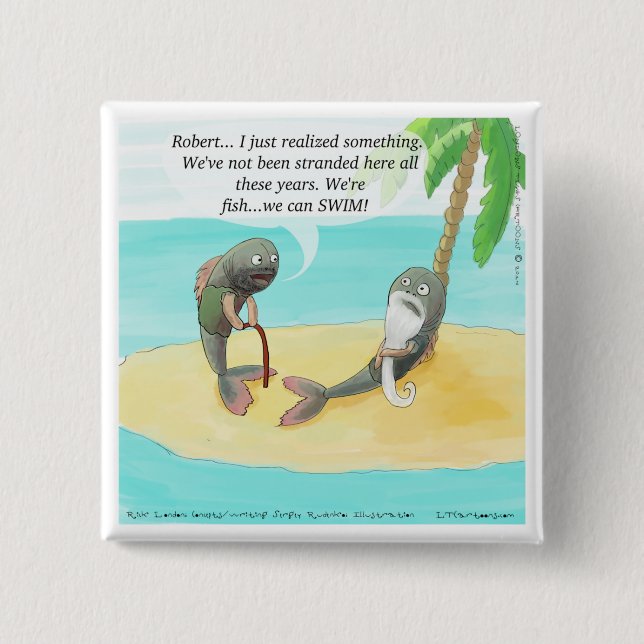 Confused Fish Funny 15 Cm Square Badge (Front)