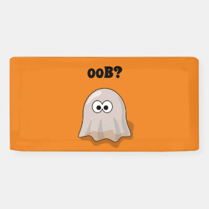 Confused Ghost Says "Oob?" Funny Halloween Cartoon Banner