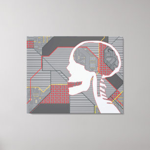 confused heart logicskull canvas print