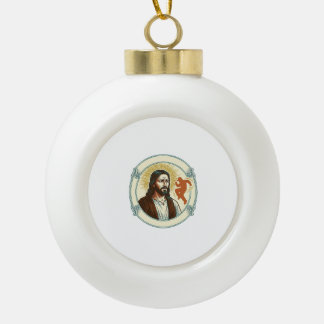 Confused Jesus Viral Dancing Trend Silhouette Vide Ceramic Ball Christmas Ornament