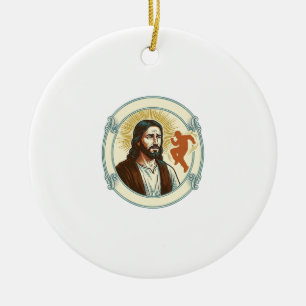Confused Jesus Viral Dancing Trend Silhouette Vide Ceramic Tree Decoration
