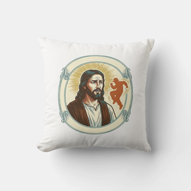 Confused Jesus Viral Dancing Trend Silhouette Vide Cushion (Front)
