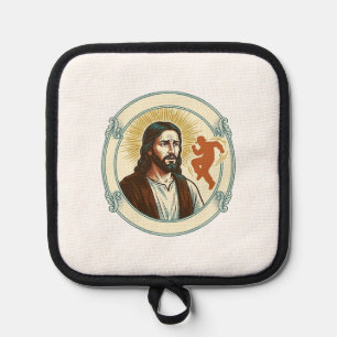 Confused Jesus Viral Dancing Trend Silhouette Vide Pot Holder