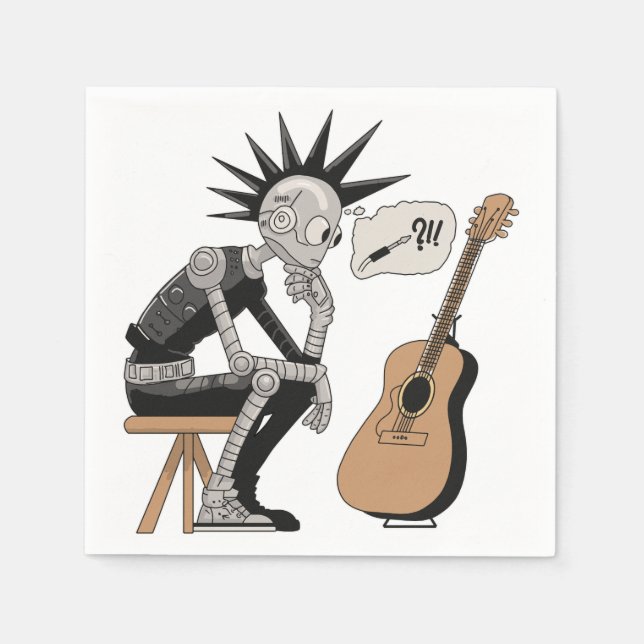 Confused Music Robot Napkin (Front)