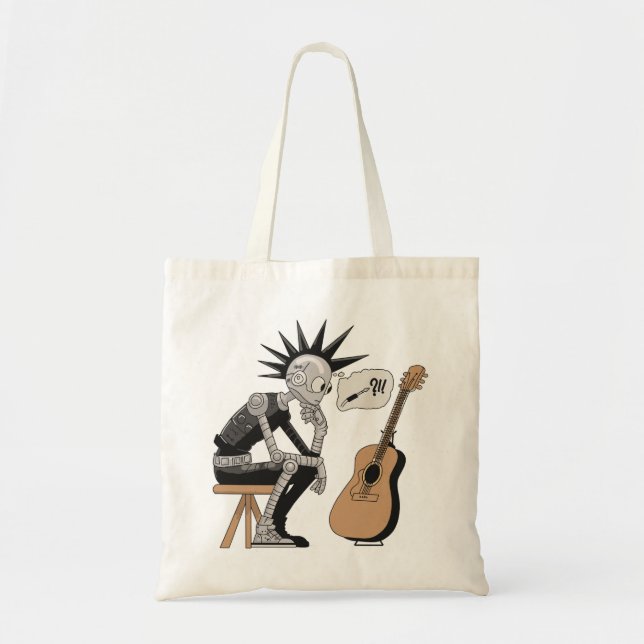 Confused Music Robot Tote Bag (Front)