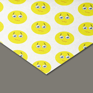 Confused Puzzled Yellow Emoji Pattern Tissue Paper