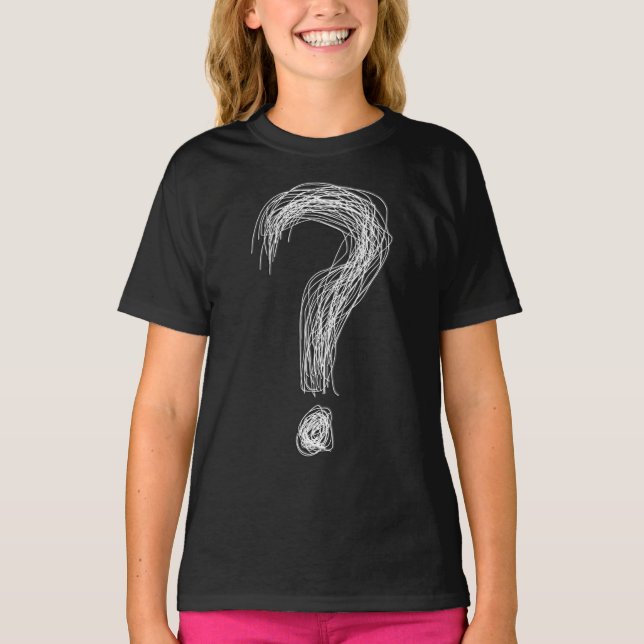 Confused Scribble Question Mark Chaos Overthinking T-Shirt (Front)