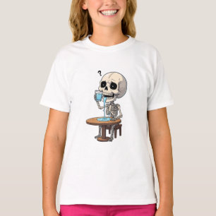 Confused Skeleton Drinking Water Kids T-Shirt